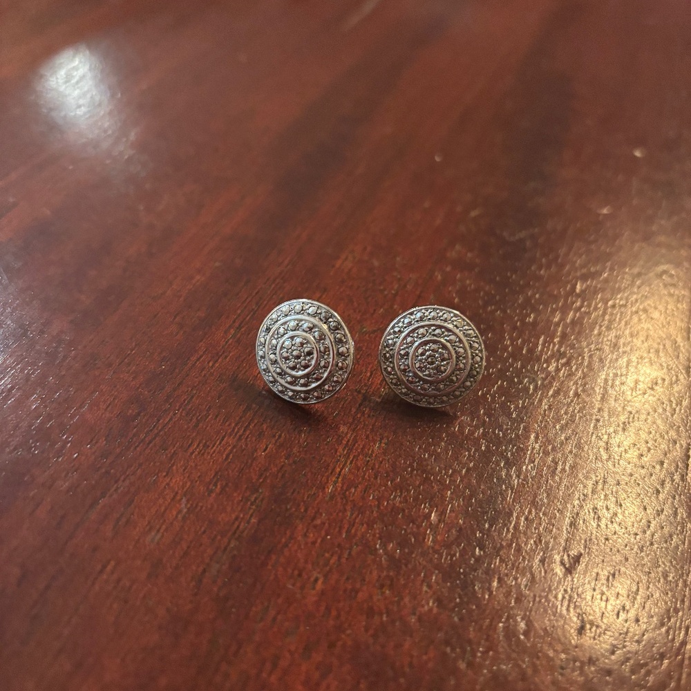 silver circle earrings